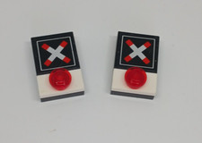 LEGO Trains : 2x Panneau de signalisation Passage a niveau - Set 7936