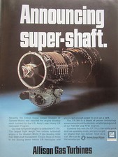11/1973 PUB ALLISON GAS TURBINES GM DETROIT DIESEL XT-701 TURBOSHAFT ORIGINAL AD