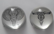 Deux Presse Papier Verre