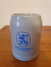 Chope à bière Lowenbrau Munchen 0,25l grès gris 12x12 cm