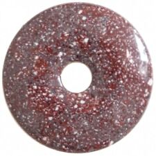 Donut Pi Chinois en porphyre impérial rouge pour pendentif - Diam: 3 cm