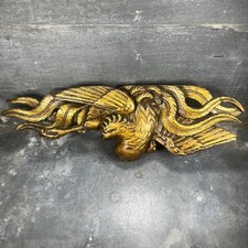 Panneau chinois sculpté en bois doré – Phénix impérial Fenghuang – Fin XVIIIe