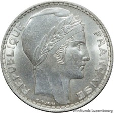 F2274 Rare 20 Francs Turin 1933 Argent Silver Fleur de Coin BU !!