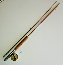 ancienne canne à mouche en bambou refendu deux brins 1m65  moulinet pratic