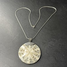 Très Beau Collier Chaîne En Argent Massif 925 Maille Art Nouveau deco coquillage