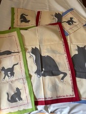 FRANCOISE SAGET lot de 6 torchons neufs "histoire de chat"