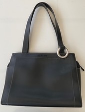 Sequoia Sac Cabas/Trotteur Cuir Noir & Anneau Argenté – Vintage