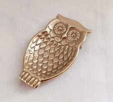 Ancien petit dépose-bijoux/vide-poche Hibou/Chouette en Laiton Massif 10,5x5,5cm