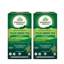 Organic India Tulsi Thé Vert Sacs, 25 Thé Sacs Chaque Lot De 2