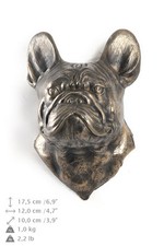 Bouledogue Français Statuette Suspendre À un / Une Mur, Bronze, Type Chien