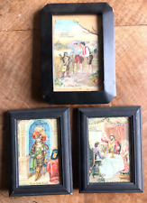 3 anciennes publicités sous cadre "Chocolat Poulain" Le chat botté