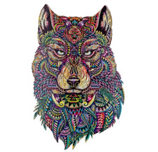 WOODVIO - Puzzle en bois pour adultes et enfants - Loup, 183 pi?ces (48 x 30 cm)