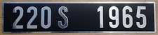 Plaque immatriculation vintage MERCEDES 220 S 1965 plaque de type