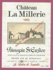 BO14 Etiquette Label BORDEAUX PUISSEGUIN ST-EMILION 1983 CHÂTEAU LA MILLERIE  