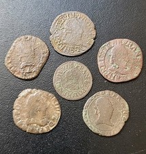 C04106 : Lot De 6 Double et Denier Tournois Henri III