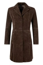 Marron Femme Daim Manteau Pure