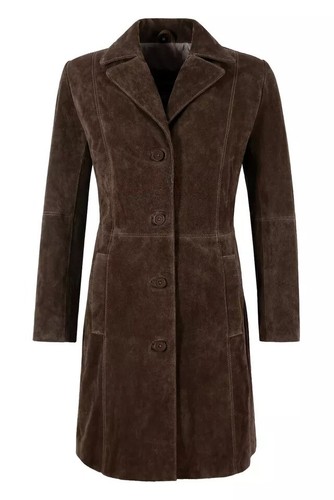 Marron femme daim manteau - femme, pure