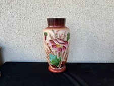 Vase Opaline peint main, décor floral