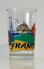 VERRE MOUTARDE LES PAYS EUROPEENS FRANCE Tour Eiffel , coq, Mont st Michel ...
