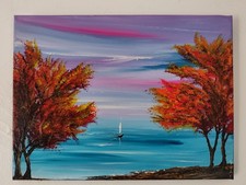 Art contemporain tableau peinture  toile œuvre d'art originale bateaux voiliers