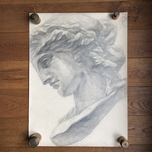 Grand dessin tête statue - grand, de