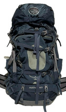 Sac à dos d'escalade randonnée Osprey Aether 60L nylon logo marine zip extéri...