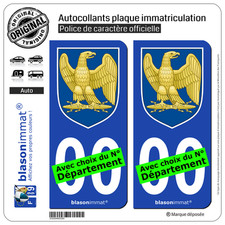 2 Stickers autocollant plaque immatriculation Auto : Napoléon 1er Blason