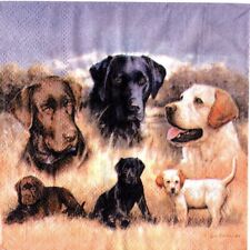 Serviettes en papier chiens Labrador chiots. Napkins dogs Labrador puppies