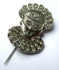 Ancien pic épingle chapeau cravate masque vénitien argenté bijou vintage 3308