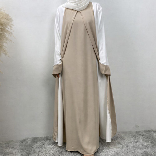 Abaya chic beige blanc - chic, &