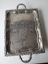 Ancien plateau en métal argenté