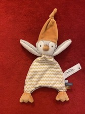 ?? Doudou Pingouin TAO tape À L'œil Bonnet Jaune Moutarde gris blanc NEUF