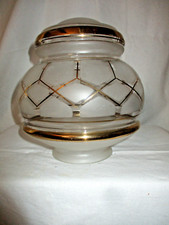 GLOBE ANCIEN  VERRE GIVRE LAMPE SUSPENSION  ART DECO SKYSCRAPER  -VINTAGE