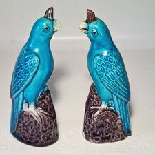 ? Chine ? statuette en porcelaine perroquet bleu turquoise 