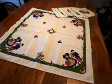 Vintage Nappe Hans thème Alsacien + 6 Serviettes  ( réf 46 )