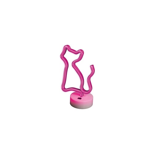 Néon sur socle led chat - socle, roses