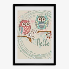 Photo 50x70cm Décor MDF Le salon Cadre Hiboux