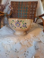 Bol En Faïence Ancienne patiné décor floral shabby campagne déco cuisine