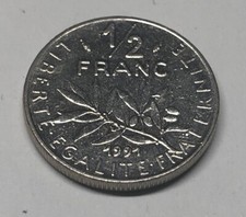 1/2 Franc Semeuse Nickel 1991 Monnaie Française En Achat Unitaire