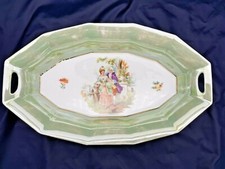 Corbeille à pain ou fruits  ovale en porcelaine  Décor Pompadour 