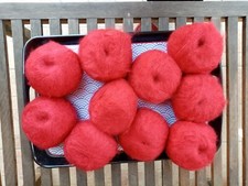 Lot de 10 pelotes mohair rouge 50 gr neuves+