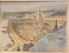 BALANDE Gaston  Aquarelle sur