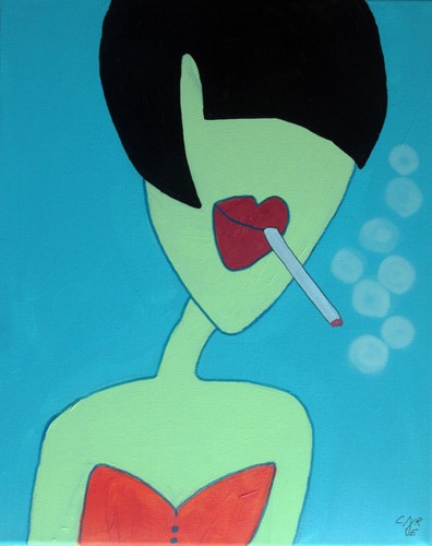 Smoking girl carye signed - girl,