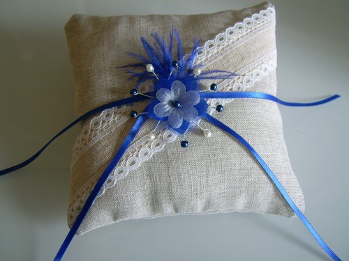 Coussin pour alliances bleu - coussin,