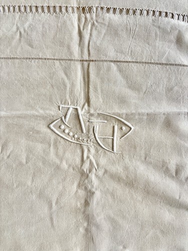 Grand drap plat lin écru - drap,