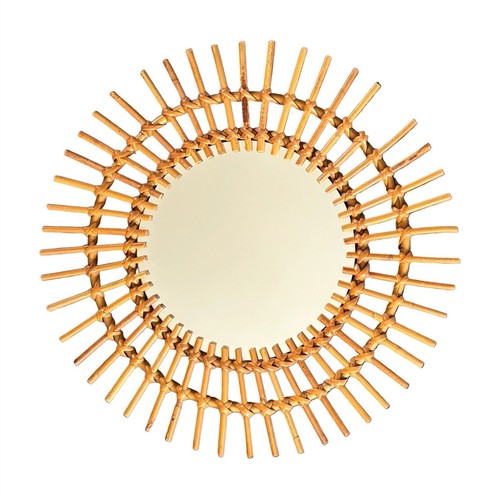 Miroir soleil rotin - en,