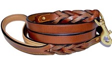 Laisse pour chien tressée en cuir résistant Shwann, marron 5 pieds x 3/4 " pa...