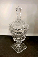 Ancien Confiturier En Cristal Blanc Taillé.