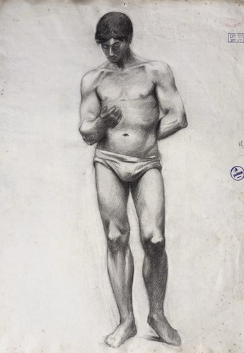 Dessin ancien fusain étude - ancien,