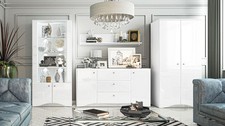Mur De Salon Ensemble 4 Pièces Vitrine Buffet MDF Blanc Brillant 76486844